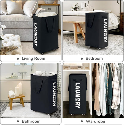75L Laundry Hamper with Wheels 2-Pack, Wash Bags, Pink