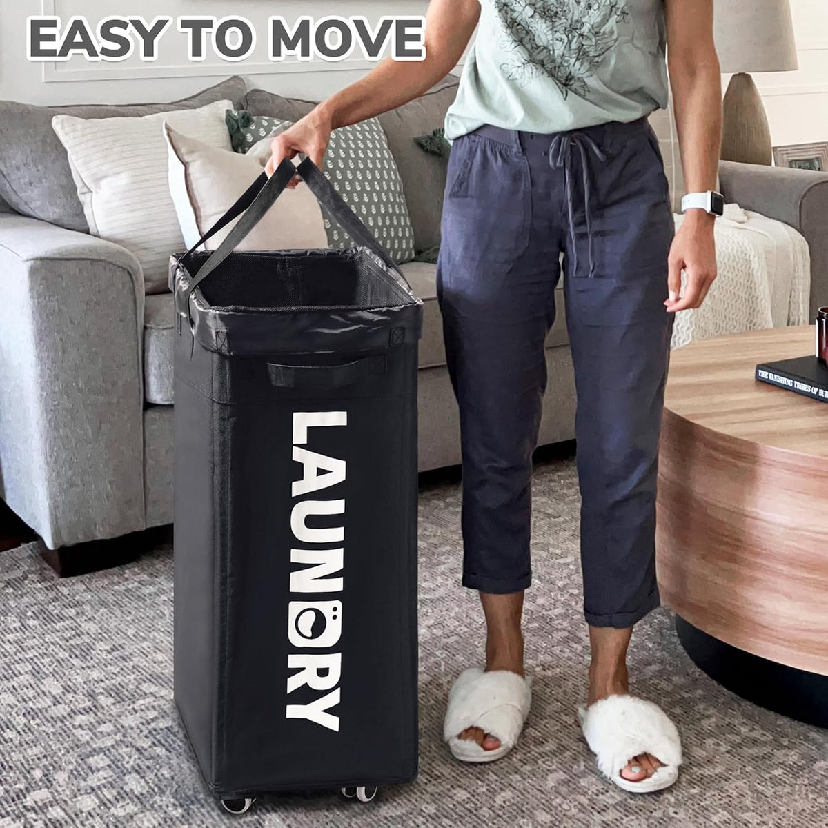 75L Laundry Hamper with Wheels 2-Pack, Wash Bags, Pink