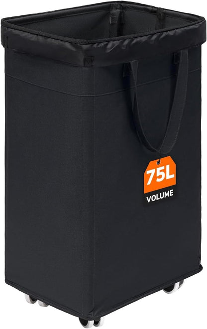 75L Laundry Hamper with Wheels 2-Pack, Wash Bags, Pink