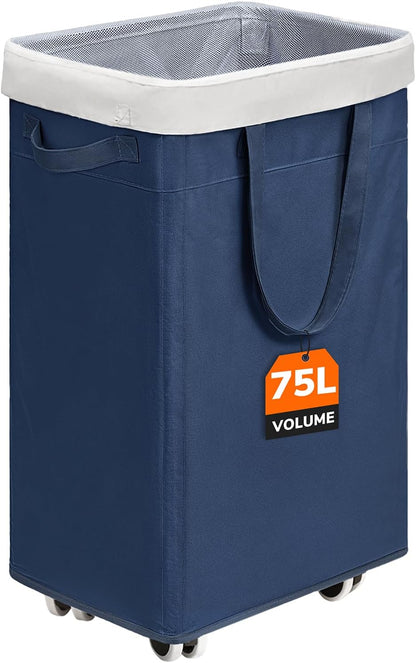 75L Laundry Hamper with Wheels 2-Pack, Wash Bags, Pink