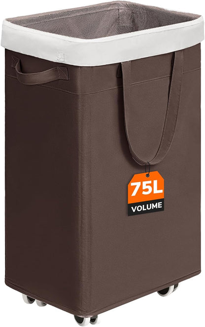75L Laundry Hamper with Wheels 2-Pack, Wash Bags, Pink