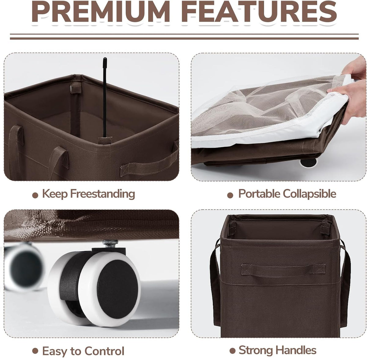 75L Laundry Hamper with Wheels 2-Pack, Wash Bags, Pink