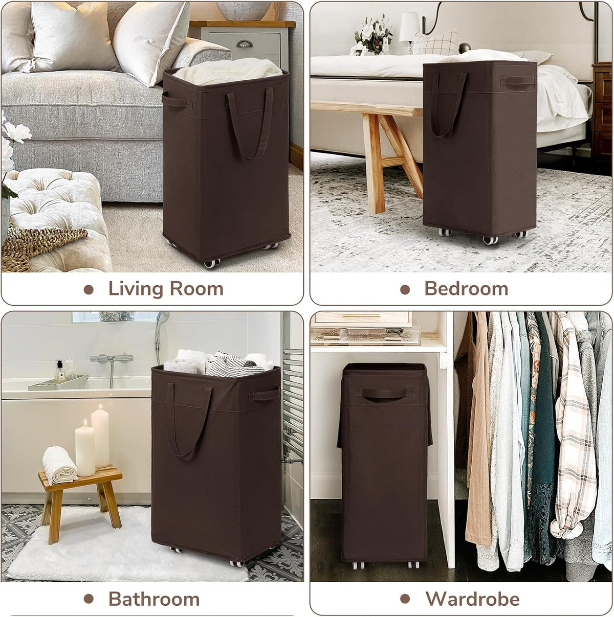 75L Laundry Hamper with Wheels 2-Pack, Wash Bags, Pink