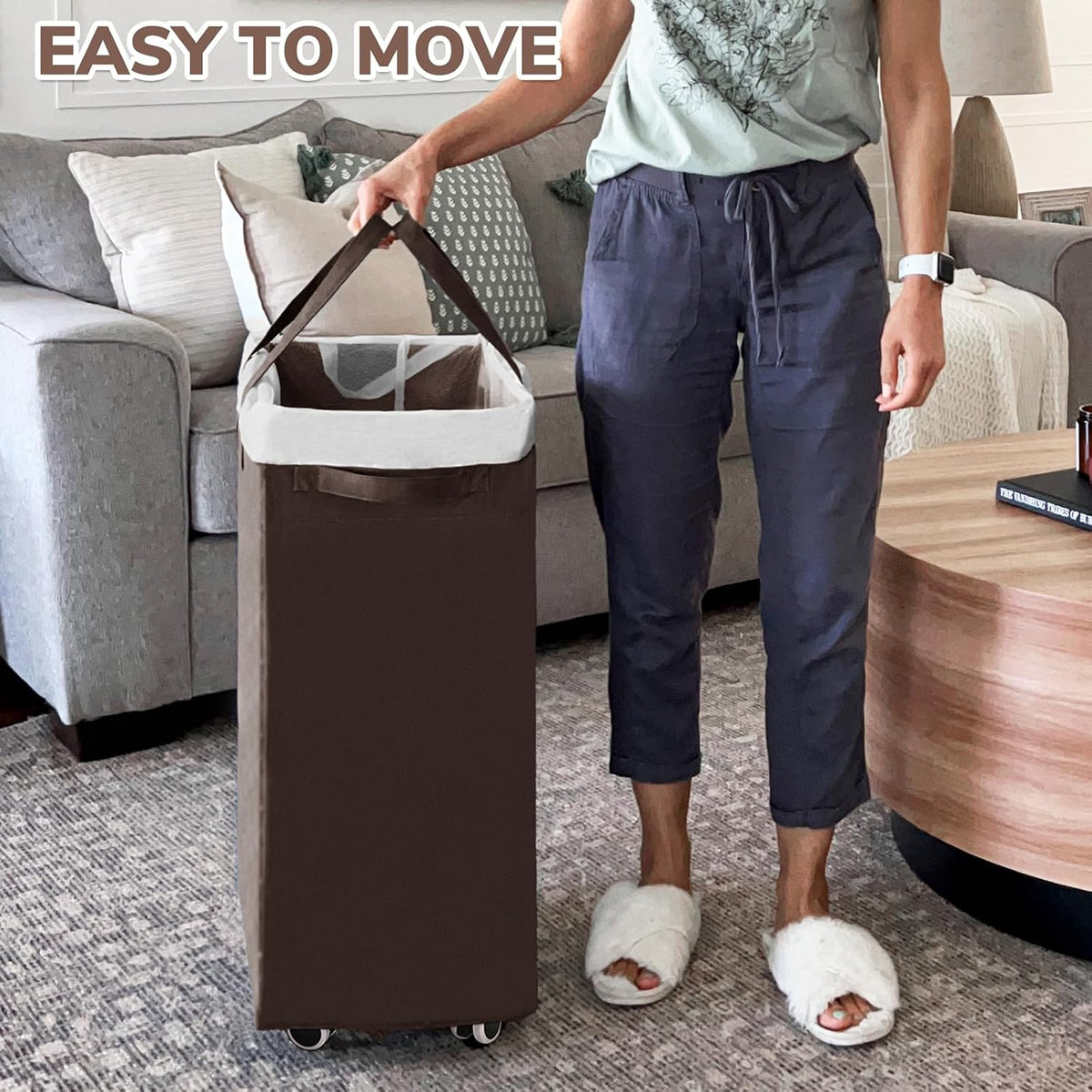 75L Laundry Hamper with Wheels 2-Pack, Wash Bags, Pink
