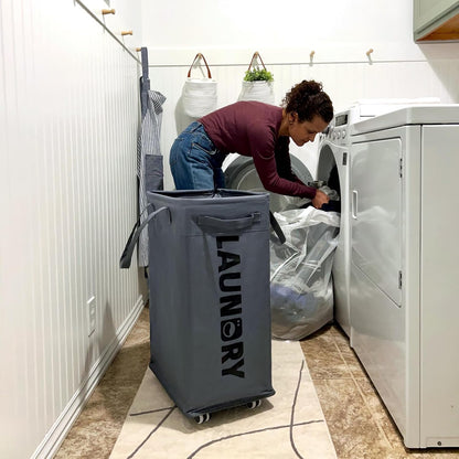 75L Laundry Hamper with Wheels 2-Pack, Wash Bags, Pink