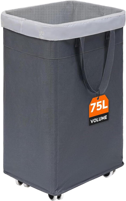 75L Laundry Hamper with Wheels 2-Pack, Wash Bags, Pink
