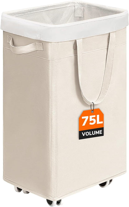 75L Laundry Hamper with Wheels 2-Pack, Wash Bags, Pink