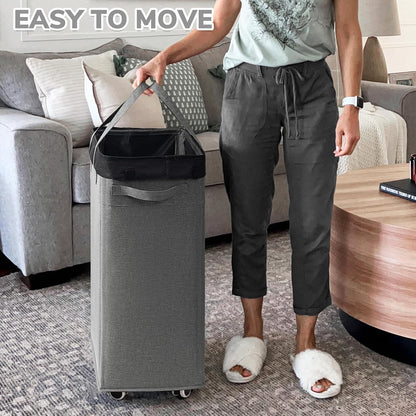 75L Laundry Hamper with Wheels 2-Pack, Wash Bags, Pink