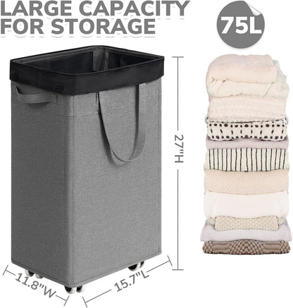 75L Laundry Hamper with Wheels 2-Pack, Wash Bags, Pink