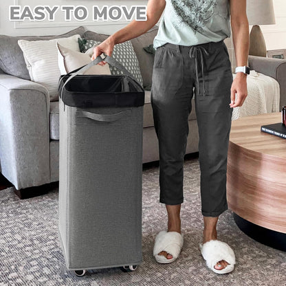 75L Laundry Hamper with Wheels 2-Pack, Wash Bags, Pink