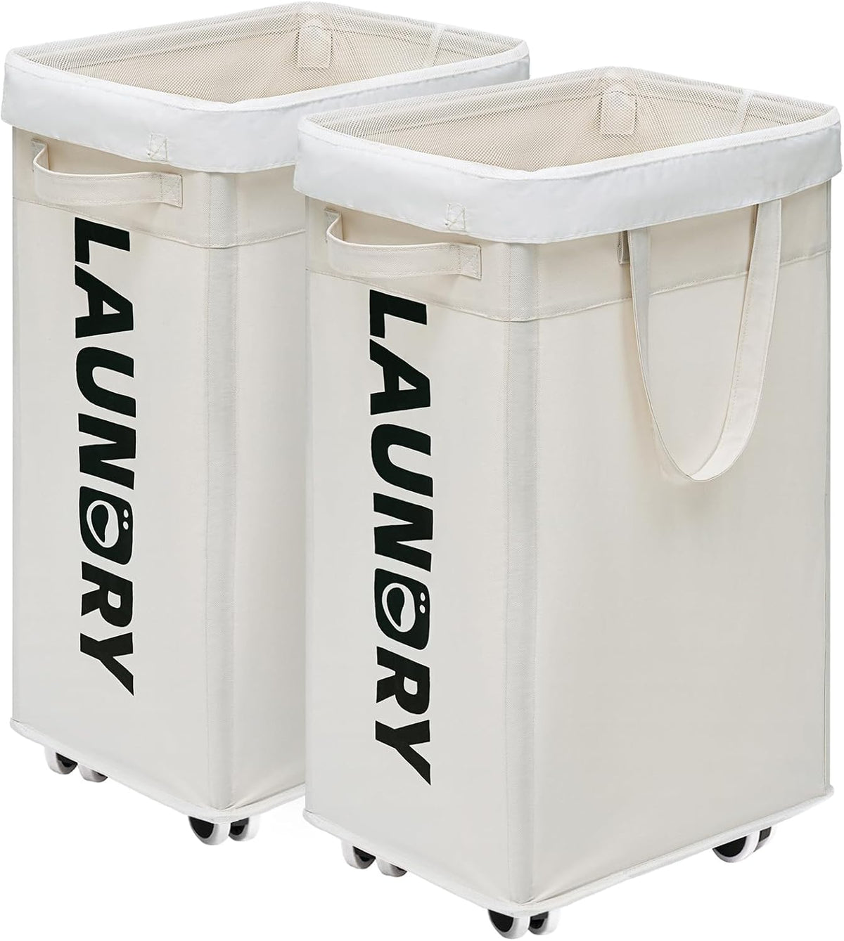 75L Laundry Hamper with Wheels 2-Pack, Wash Bags, Pink