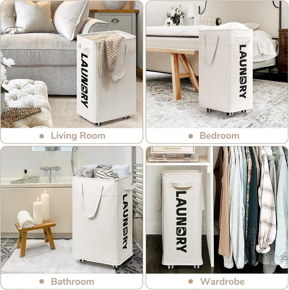 75L Laundry Hamper with Wheels 2-Pack, Wash Bags, Pink