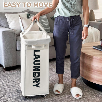 75L Laundry Hamper with Wheels 2-Pack, Wash Bags, Pink