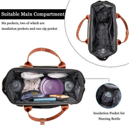 Small Diaper Bag, Mini Baby Backpack for Mom, Multi-function Waterproof Travel Tote for Booys and Giirls (Black)