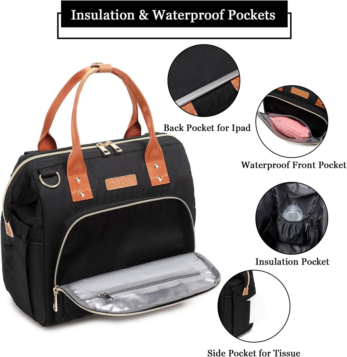 Small Diaper Bag, Mini Baby Backpack for Mom, Multi-function Waterproof Travel Tote for Booys and Giirls (Black)
