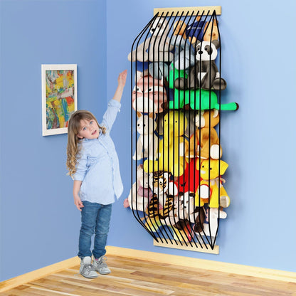 Stuffed Animal Storage 2 Pack Wooden Soft Toy Storage for Kids Room，Wall Mount Door Hanging Stuffed Animal Toy Organizer Shelf for Nursery Play Room-White