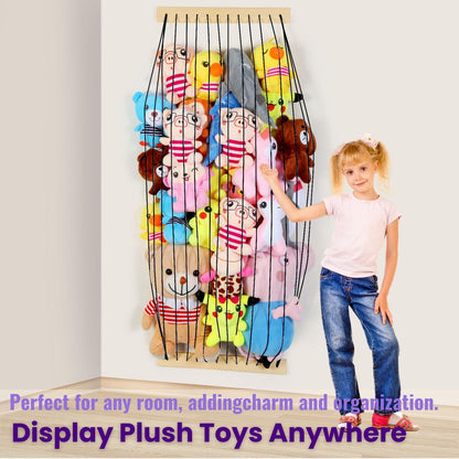 Stuffed Animal Storage 2 Pack Wooden Soft Toy Storage for Kids Room，Wall Mount Door Hanging Stuffed Animal Toy Organizer Shelf for Nursery Play Room-White