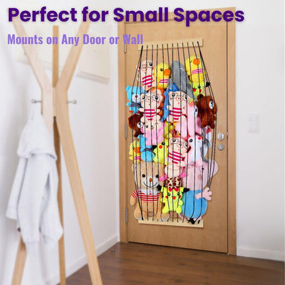 Stuffed Animal Storage 2 Pack Wooden Soft Toy Storage for Kids Room，Wall Mount Door Hanging Stuffed Animal Toy Organizer Shelf for Nursery Play Room-White
