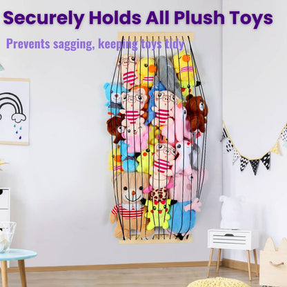 Stuffed Animal Storage 2 Pack Wooden Soft Toy Storage for Kids Room，Wall Mount Door Hanging Stuffed Animal Toy Organizer Shelf for Nursery Play Room-White