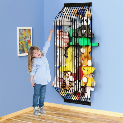 Stuffed Animal Storage 2 Pack Wooden Soft Toy Storage for Kids Room，Wall Mount Door Hanging Stuffed Animal Toy Organizer Shelf for Nursery Play Room-White