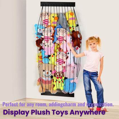 Stuffed Animal Storage 2 Pack Wooden Soft Toy Storage for Kids Room，Wall Mount Door Hanging Stuffed Animal Toy Organizer Shelf for Nursery Play Room-White