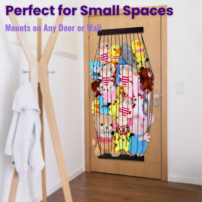 Stuffed Animal Storage 2 Pack Wooden Soft Toy Storage for Kids Room，Wall Mount Door Hanging Stuffed Animal Toy Organizer Shelf for Nursery Play Room-White