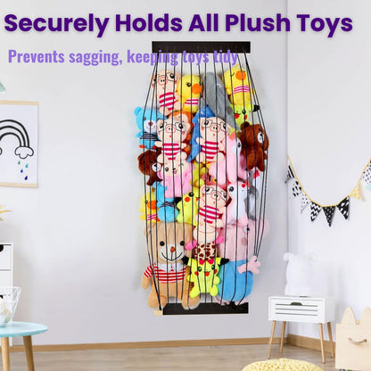 Stuffed Animal Storage 2 Pack Wooden Soft Toy Storage for Kids Room，Wall Mount Door Hanging Stuffed Animal Toy Organizer Shelf for Nursery Play Room-White