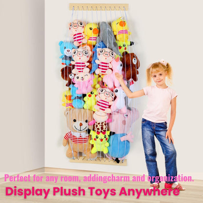 Stuffed Animal Storage 2 Pack Wooden Soft Toy Storage for Kids Room，Wall Mount Door Hanging Stuffed Animal Toy Organizer Shelf for Nursery Play Room-White