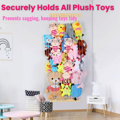 Stuffed Animal Storage 2 Pack Wooden Soft Toy Storage for Kids Room，Wall Mount Door Hanging Stuffed Animal Toy Organizer Shelf for Nursery Play Room-White
