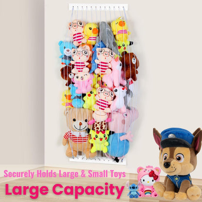 Stuffed Animal Storage 2 Pack Wooden Soft Toy Storage for Kids Room，Wall Mount Door Hanging Stuffed Animal Toy Organizer Shelf for Nursery Play Room-White