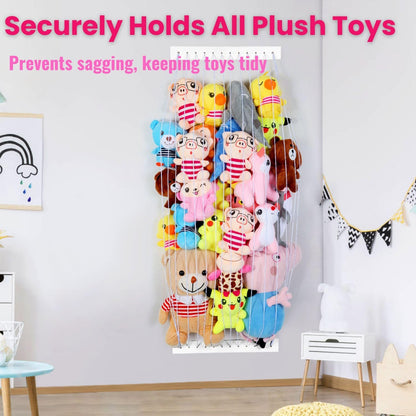 Stuffed Animal Storage 2 Pack Wooden Soft Toy Storage for Kids Room，Wall Mount Door Hanging Stuffed Animal Toy Organizer Shelf for Nursery Play Room-White