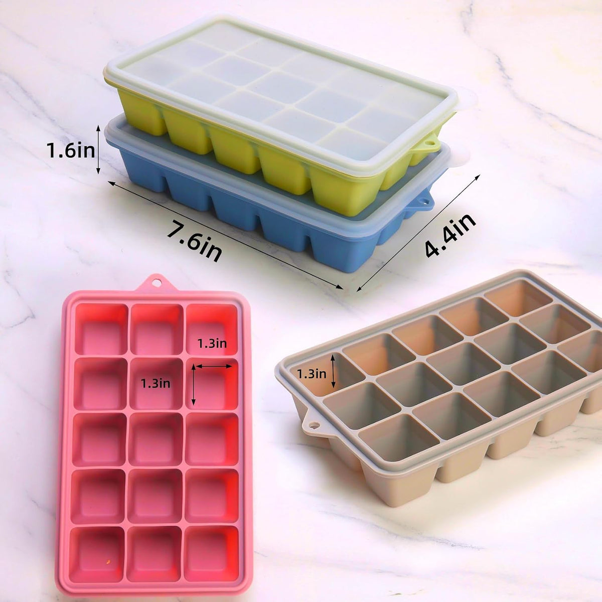 2 Tbsp. Silicone Freezer Molds - Perfect for Storing Garlic, Herbs, Ginger, Pesto, Tomato Paste, Lemon Juice, Purees and More - Silicone Food Freezer Tray (Multicolor)