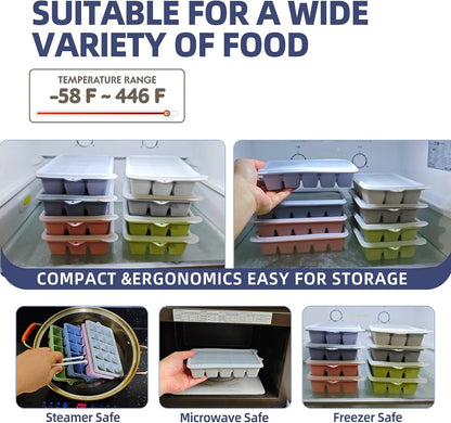 2 Tbsp. Silicone Freezer Molds - Perfect for Storing Garlic, Herbs, Ginger, Pesto, Tomato Paste, Lemon Juice, Purees and More - Silicone Food Freezer Tray (Multicolor)