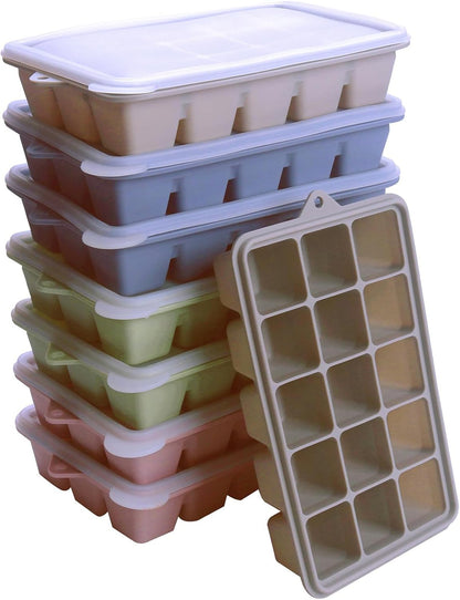 2 Tbsp. Silicone Freezer Molds - Perfect for Storing Garlic, Herbs, Ginger, Pesto, Tomato Paste, Lemon Juice, Purees and More - Silicone Food Freezer Tray (Multicolor)