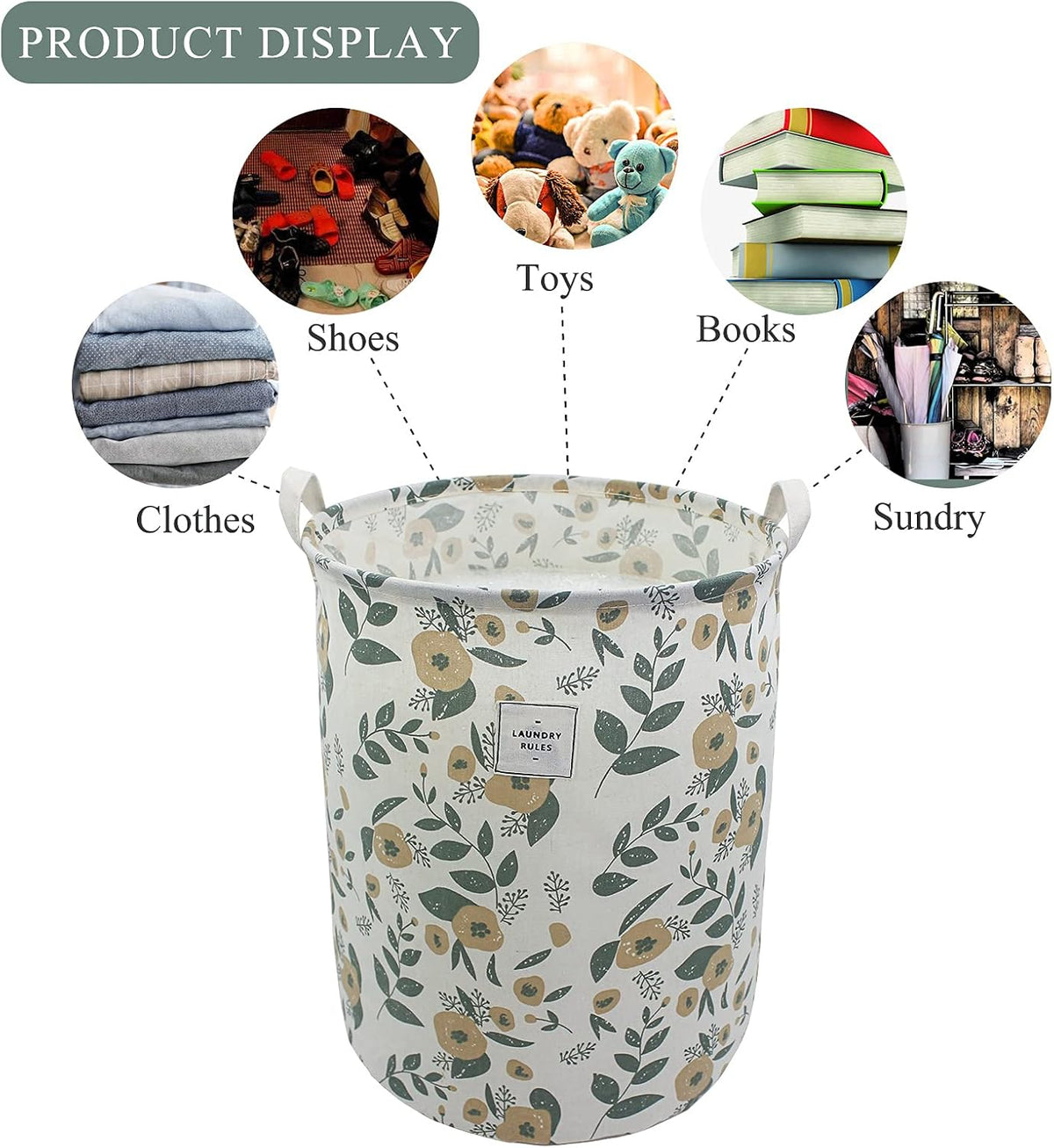 Cute Laundry Basket, Kids Baby Hamper Toy Storage Bin, Purple Floral