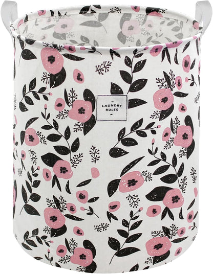 Cute Laundry Basket, Kids Baby Hamper Toy Storage Bin, Purple Floral