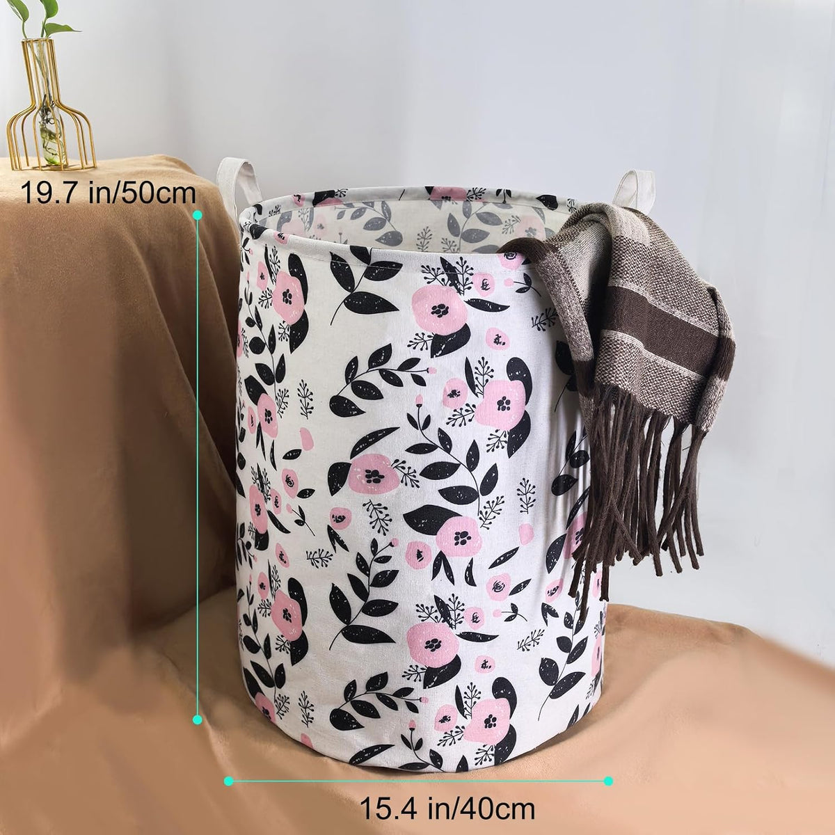 Cute Laundry Basket, Kids Baby Hamper Toy Storage Bin, Purple Floral