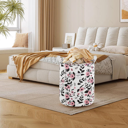 Cute Laundry Basket, Kids Baby Hamper Toy Storage Bin, Purple Floral