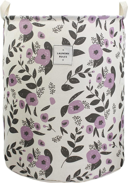 Cute Laundry Basket, Kids Baby Hamper Toy Storage Bin, Purple Floral