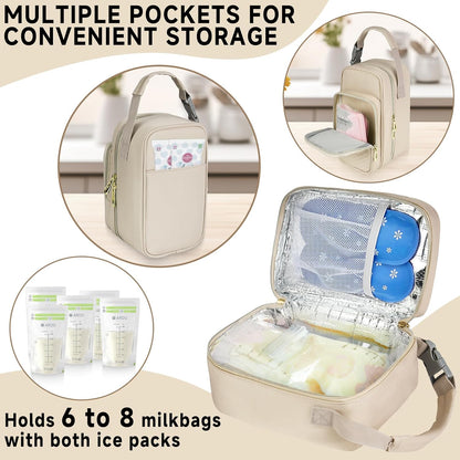Breastmilk Cooler Travel bag with Ice Pack,Portable Breastmilk Cooler Bag with Buckle Handle,Insulated Breastmilk Storage Bag Cooler,Black