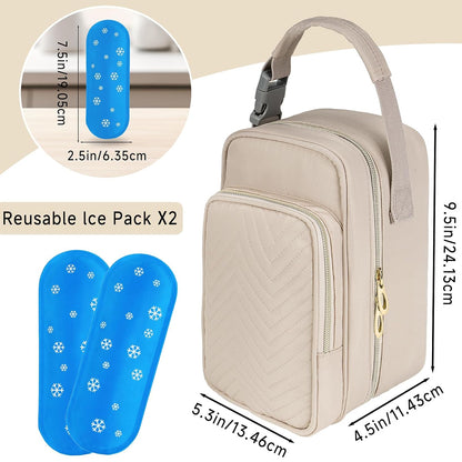 Breastmilk Cooler Travel bag with Ice Pack,Portable Breastmilk Cooler Bag with Buckle Handle,Insulated Breastmilk Storage Bag Cooler,Black