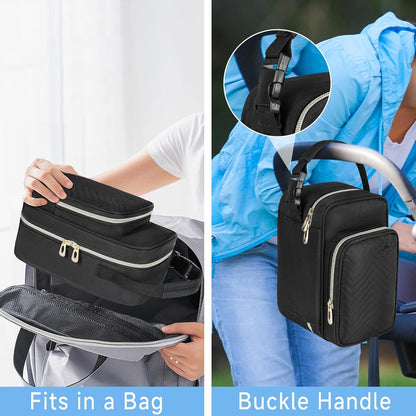 Breastmilk Cooler Travel bag with Ice Pack,Portable Breastmilk Cooler Bag with Buckle Handle,Insulated Breastmilk Storage Bag Cooler,Black