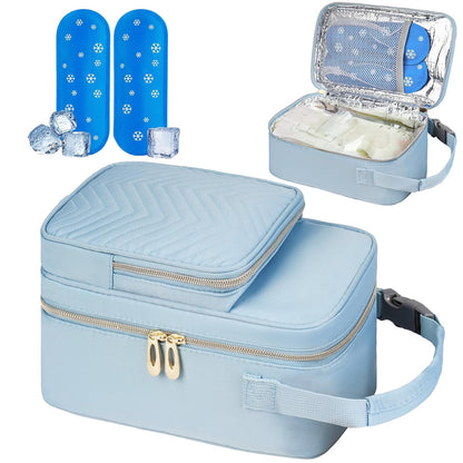 Breastmilk Cooler Travel bag with Ice Pack,Portable Breastmilk Cooler Bag with Buckle Handle,Insulated Breastmilk Storage Bag Cooler,Black