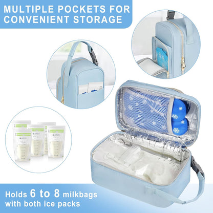 Breastmilk Cooler Travel bag with Ice Pack,Portable Breastmilk Cooler Bag with Buckle Handle,Insulated Breastmilk Storage Bag Cooler,Black
