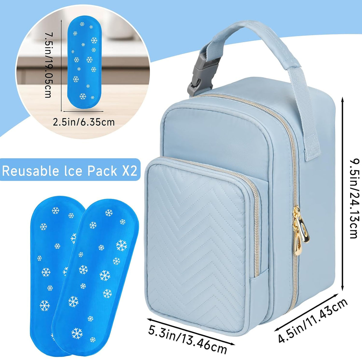 Breastmilk Cooler Travel bag with Ice Pack,Portable Breastmilk Cooler Bag with Buckle Handle,Insulated Breastmilk Storage Bag Cooler,Black