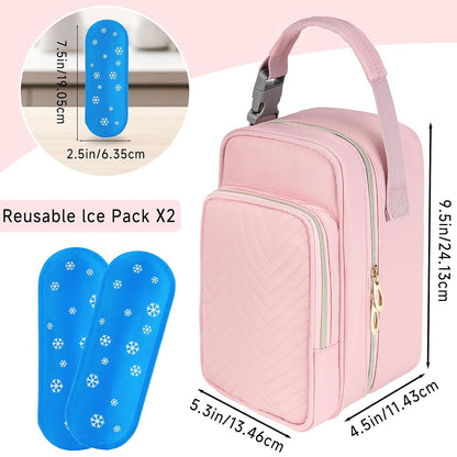 Breastmilk Cooler Travel bag with Ice Pack,Portable Breastmilk Cooler Bag with Buckle Handle,Insulated Breastmilk Storage Bag Cooler,Black