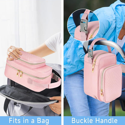 Breastmilk Cooler Travel bag with Ice Pack,Portable Breastmilk Cooler Bag with Buckle Handle,Insulated Breastmilk Storage Bag Cooler,Black