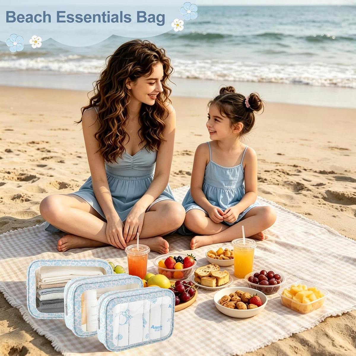 Diaper Bag Organizer Pouch Set, TSA Approved Toiletry Bag, Clear Waterproof Makeup Bag Set, Purse Organizer Pouches,Travel Organizer Bags for Women and Kids