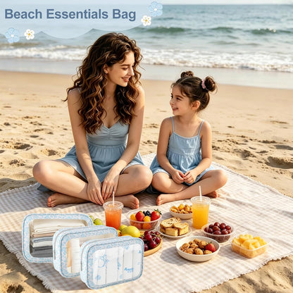 Diaper Bag Organizer Pouch Set, TSA Approved Toiletry Bag, Clear Waterproof Makeup Bag Set, Purse Organizer Pouches,Travel Organizer Bags for Women and Kids