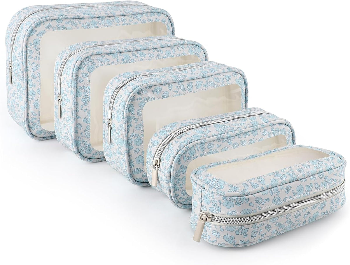 Diaper Bag Organizer Pouch Set, TSA Approved Toiletry Bag, Clear Waterproof Makeup Bag Set, Purse Organizer Pouches,Travel Organizer Bags for Women and Kids
